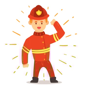 Firefighter On White Vector