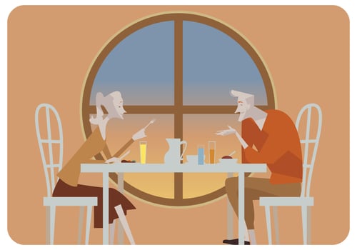 Romantic Couple at Restaurant Vector