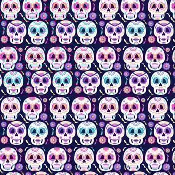 Vector Day of The Dead Skulls Pattern