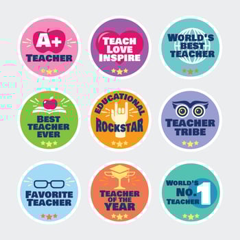 School Labels for Teachers and Motivational Slogans vector