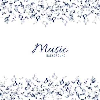 White musical background with blue notes vector