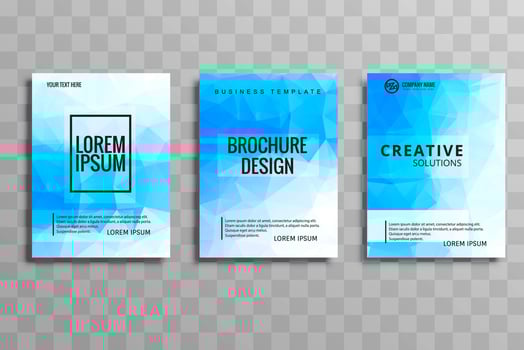 Abstract blue polygon brochure set illustration vector