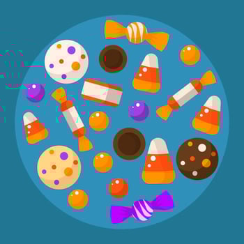 Flat Halloween Candy Collection Vector Illustration