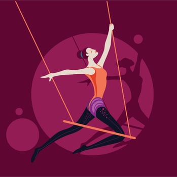 Performing Woman Trapeze Artist at the Circus vector