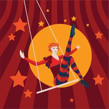 Vintage Illustration of Beautiful Trapeze Artist vector