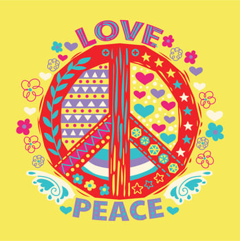 Love and Peace Hand Drawn Doodle and Lettering vector