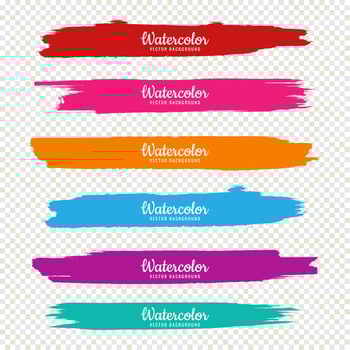Beautiful hand draw colorful watercolor strokes set design vector