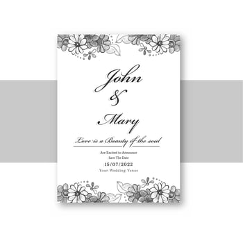 Beautiful wedding invitation card template with decorative flora vector