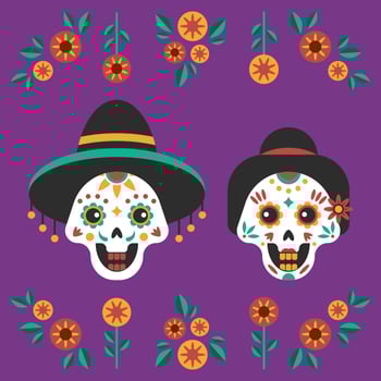 Day of The Dead Couple Skull Background vector