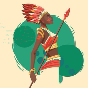 Indigenous Women with Spears vector