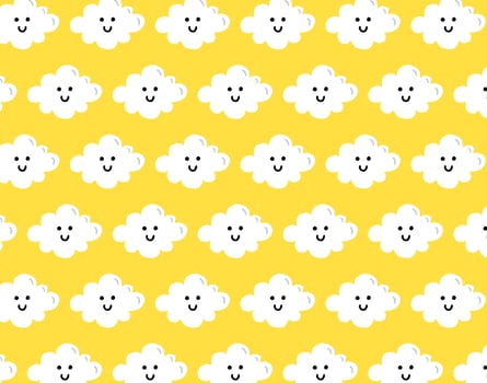 happy cloud seamless pattern vector