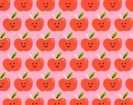happy apple seamless pattern vector