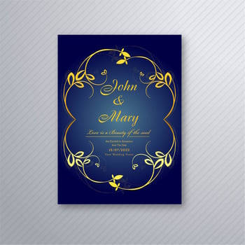 Abstract stylish wedding invitation card floral template design vector