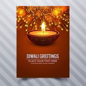Beautiful Happy diwali diya oil lamp festival template brochure  vector