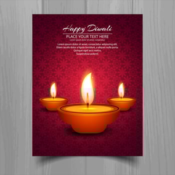 Happy diwali diya oil lamp festival brochure template design vector