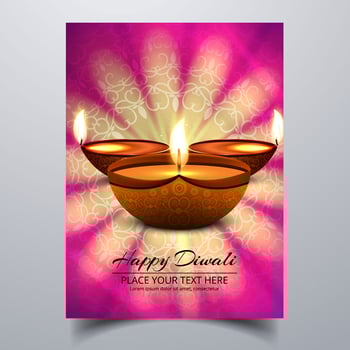 Beautiful Happy diwali diya oil lamp festival template brochure  vector