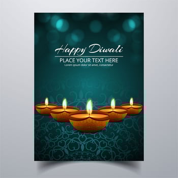 Beautiful Happy diwali diya oil lamp festival template brochure  vector