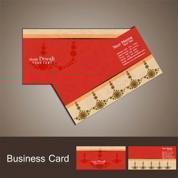 Happy diwali diya oil lamp festival business card set design vector