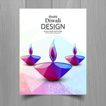 Beautiful Happy diwali diya oil lamp festival template brochure  vector