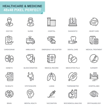 Simple Set Healthcare and Medical Line Icons for Website and Mobile Apps vector