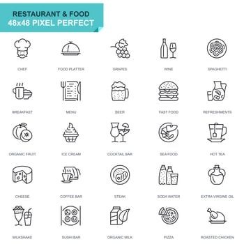 Simple Set Restaurant and Food Line Icons for Website and Mobile Apps vector