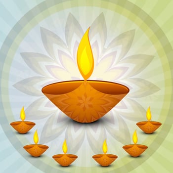 Happy diwali diya oil lamp festival background illustration vector
