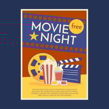 Movie Night Poster Template Vector