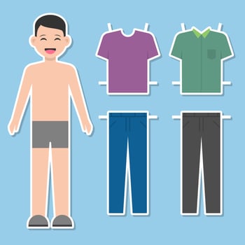 Paper Doll Man Template Vector Illustration