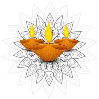 Happy diwali diya oil lamp festival background illustration vector
