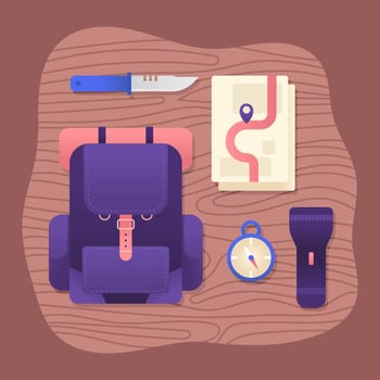Camping Supplies Knolling Vector