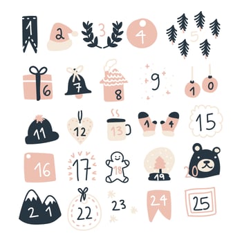 Super Girly Christmas Advent Calendar vector