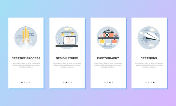 Onboarding screens for mobile app templates concept vector