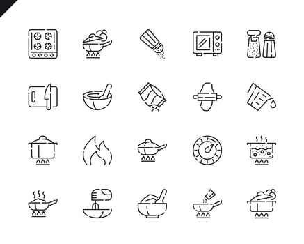 Simple Set Cooking Line Icons for Website and Mobile Apps. vector