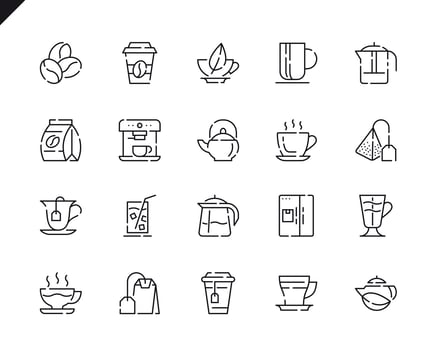 Simple Set Coffee and Tea Line Icons vector