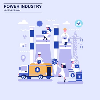 Power industry flat design concept  vector