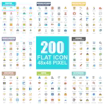 Flat Pictogram Icon Pack vector