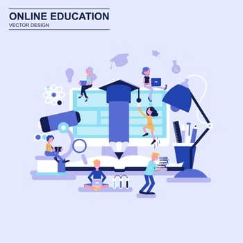 Online education flat design concept vector