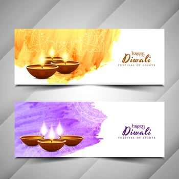 Abstract Happy Diwali banners set vector