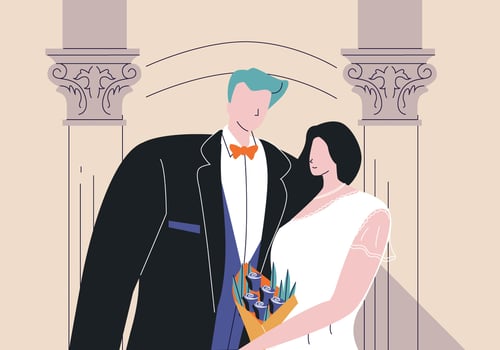Dating Couple In Formal Outfit Vector Flat Illustration
