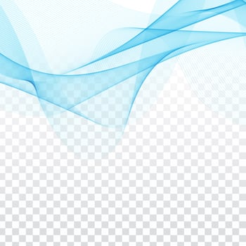 Abstract elegant blue wave design on transparent background vector