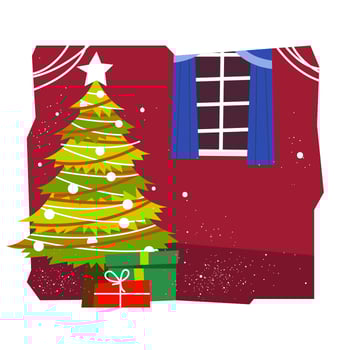 Mid Century Christmas Tree Vector Illustration 