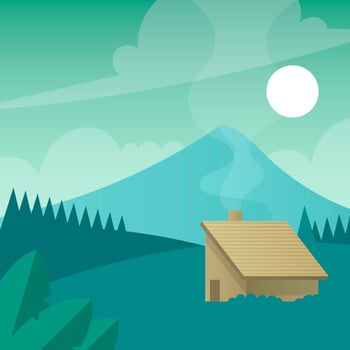Flat Modern Cabin in the Wood Vector Illustration