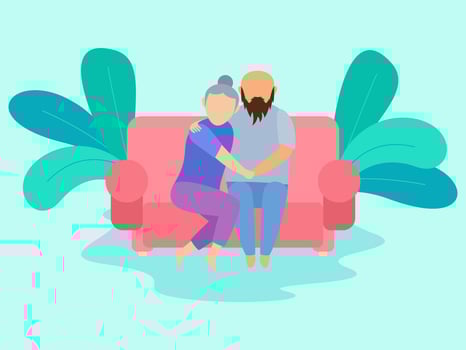 Outstanding Chill Couple On The Couch Vectors