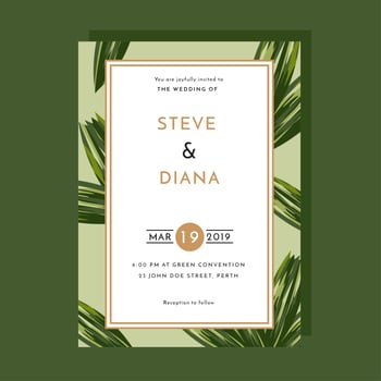 Invitation Template Palm Leaf Vector