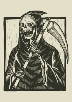 Skeleton Linocut Illustration vector