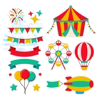 Set Of Fair Carnaval Elements vector