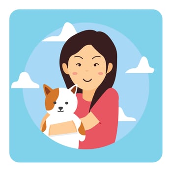 Girl and Her Cat Portrait vector