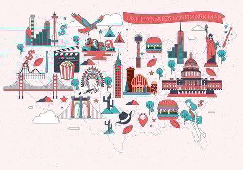 United States Landmark Map Vol 2 Vector
