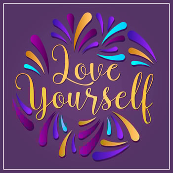 Flat Love Yourself Lettering Typography style Vector Illustration