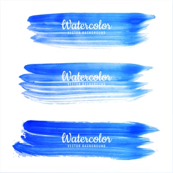 Beautiful blue watercolor stroke set background vector
